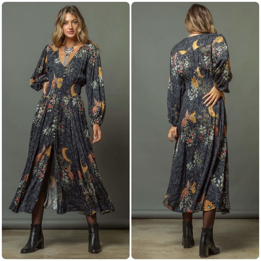 Z&L Europe Womens Love in a Mist Dark Celestial Boho Ethereal Maxi Dress Size S